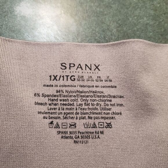 Spanx Womens Grey Watercolor Elastic Waist Cropped Lamn Leggings sz 1X - Picture 3 of 4